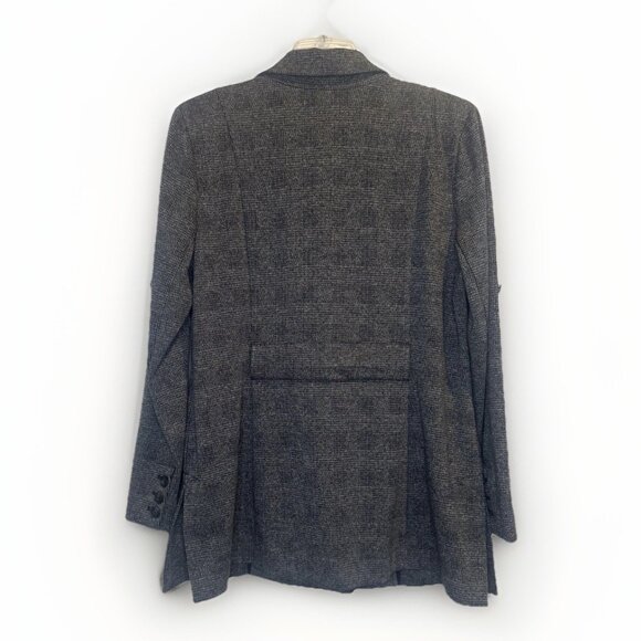 Cabi Womens Gray Black Bond Plaid Stretch Double Breasted Blazer Jacket Sz L - Picture 8 of 13